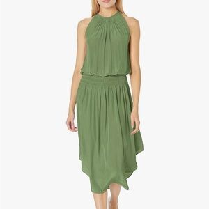 Ramy Brook Audrey Smocked Sleeveless Midi Dress in Spruce Green Size Small
